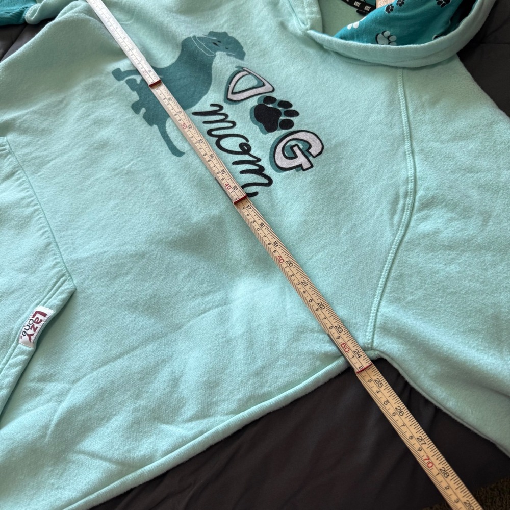 Lazy One Sleep Hoodie Women S/M Mint Green Good Dog Mom Graphic Oversized Pajama - Picture 8 of 9